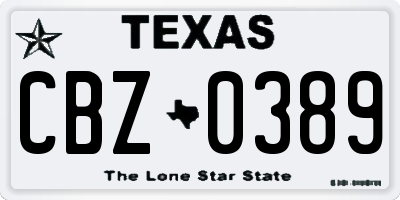 TX license plate CBZ0389