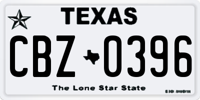 TX license plate CBZ0396