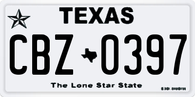 TX license plate CBZ0397