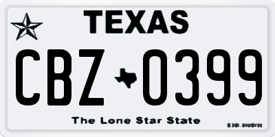 TX license plate CBZ0399