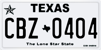 TX license plate CBZ0404