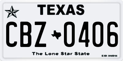 TX license plate CBZ0406
