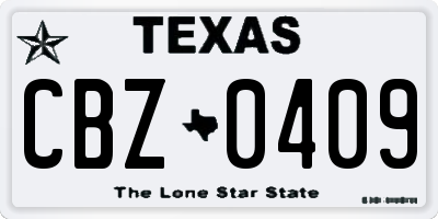 TX license plate CBZ0409