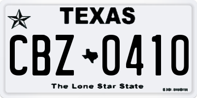 TX license plate CBZ0410