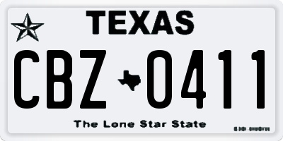 TX license plate CBZ0411