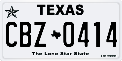 TX license plate CBZ0414