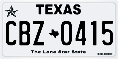 TX license plate CBZ0415