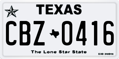 TX license plate CBZ0416