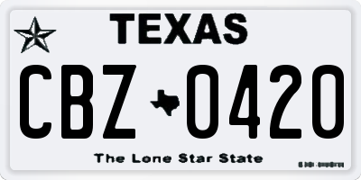 TX license plate CBZ0420