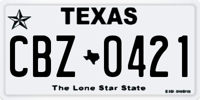 TX license plate CBZ0421