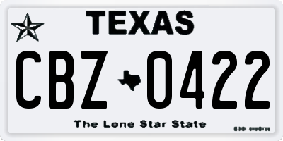 TX license plate CBZ0422