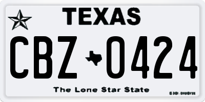 TX license plate CBZ0424