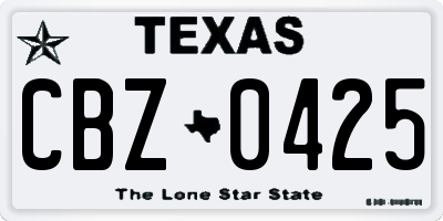 TX license plate CBZ0425