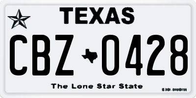 TX license plate CBZ0428