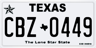 TX license plate CBZ0449