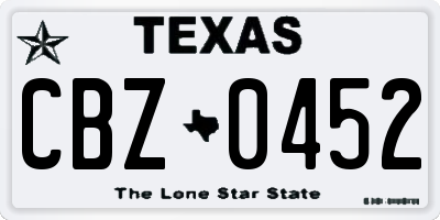 TX license plate CBZ0452