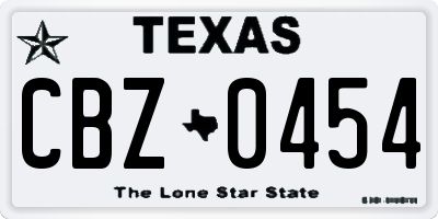 TX license plate CBZ0454
