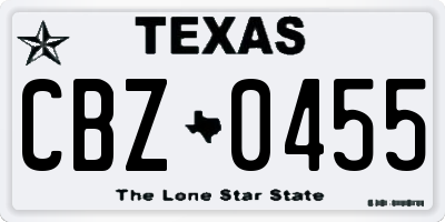 TX license plate CBZ0455