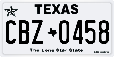 TX license plate CBZ0458