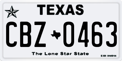 TX license plate CBZ0463