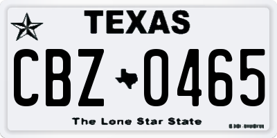 TX license plate CBZ0465