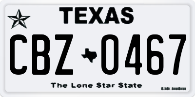 TX license plate CBZ0467
