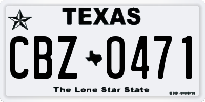 TX license plate CBZ0471