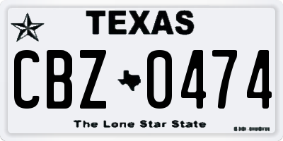 TX license plate CBZ0474