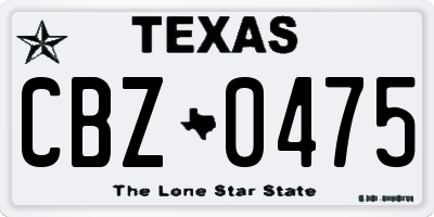 TX license plate CBZ0475