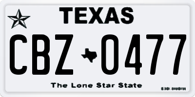 TX license plate CBZ0477