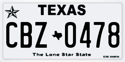 TX license plate CBZ0478