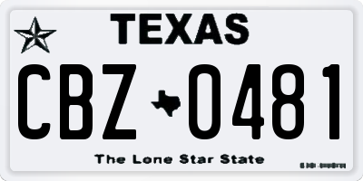 TX license plate CBZ0481