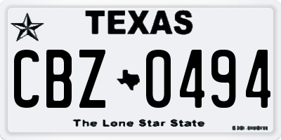 TX license plate CBZ0494