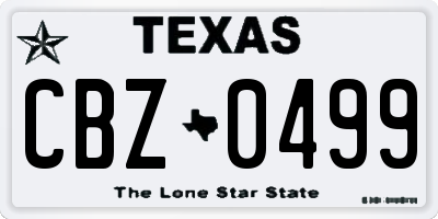 TX license plate CBZ0499