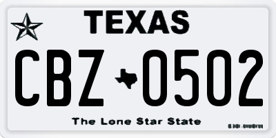 TX license plate CBZ0502