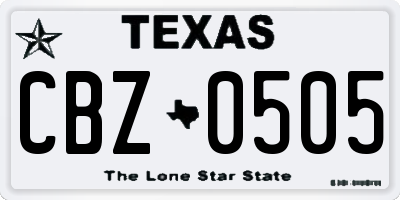 TX license plate CBZ0505