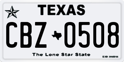 TX license plate CBZ0508