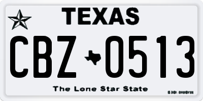 TX license plate CBZ0513