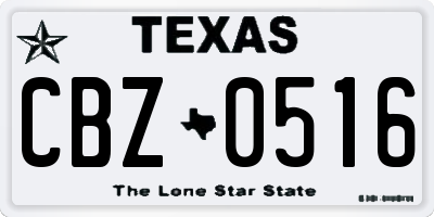 TX license plate CBZ0516