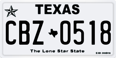 TX license plate CBZ0518