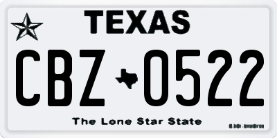 TX license plate CBZ0522
