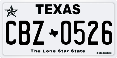 TX license plate CBZ0526