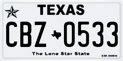 TX license plate CBZ0533