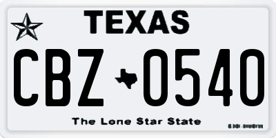 TX license plate CBZ0540