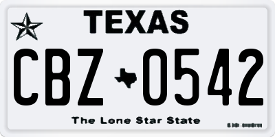 TX license plate CBZ0542
