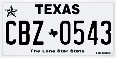 TX license plate CBZ0543