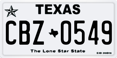 TX license plate CBZ0549