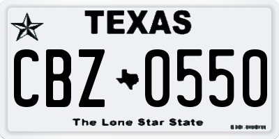 TX license plate CBZ0550