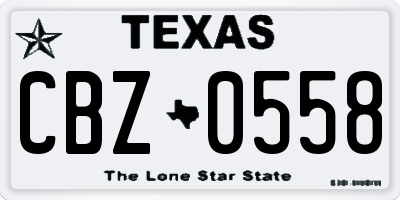 TX license plate CBZ0558