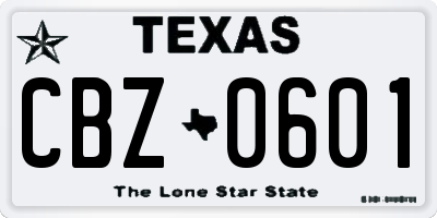 TX license plate CBZ0601